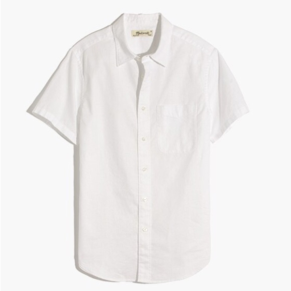 madewell men large Linen-Cotton Perfect Short-Sleeve Shirt 